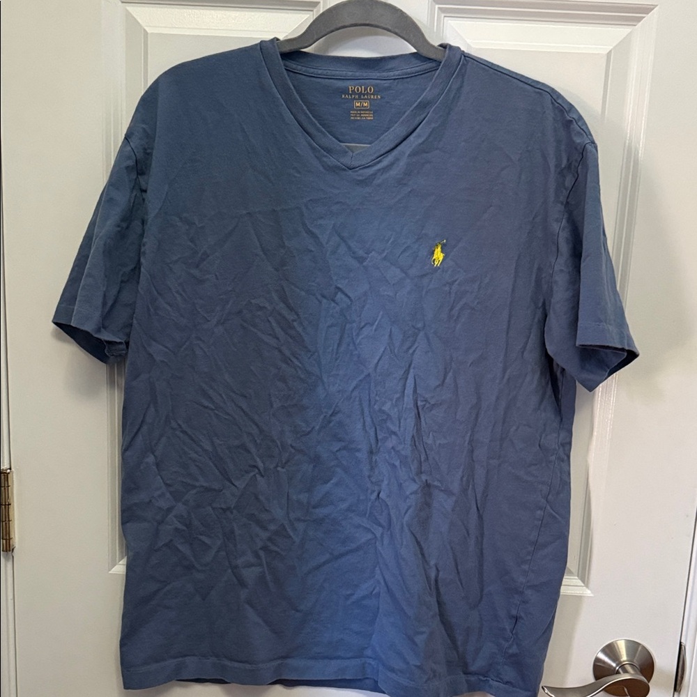 Polo by Ralph Lauren Men's Blue V-Neck Shirt